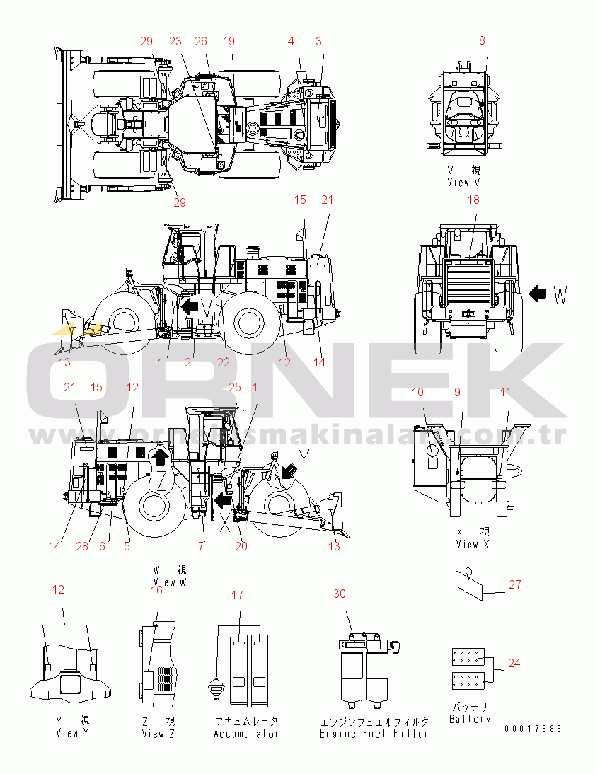 Komatsu WD600-3 S/N 50001-UP MARKS AND PLATES (NORTH AMERICA AND PUERTO RICO) (WITH P.M. CLINIC)(#50001-50092)