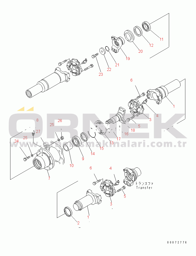 Komatsu WD600-6 S/N 55001-55003 DRIVE SHAFT (CENTER)(#55001-)