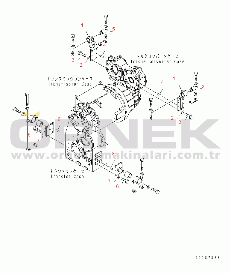 Komatsu WD600-6 S/N 55001-55003 TORQUE CONVERTER AND TRANSMISSION (MOUNTING PARTS)(#55001-)