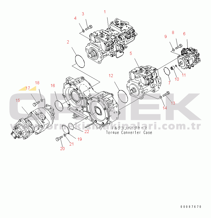 Komatsu WD600-6 S/N 55001-55003 TORQUE CONVERTER AND TRANSMISSION (HYDRAULIC OIL PUMP)(#55001-)