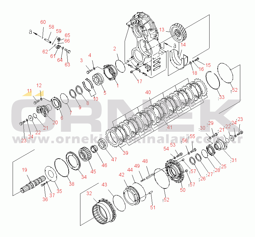 Komatsu WD600-6 S/N 55001-55003 TRANSMISSION (OUTPUT SHAFT AND P/B)(#55001-)