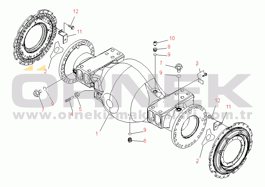 Komatsu WD600-6 S/N 55001-55003 FRONT AXLE (HOUSING AND RERATED PARTS)(#55001-)