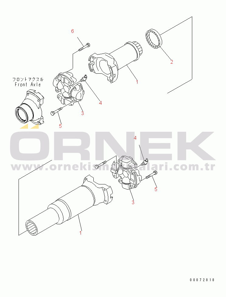 Komatsu WD600-6 S/N 55001-55003 FRONT AXLE (DRIVE SHAFT¤ CENTER)(#55001-)