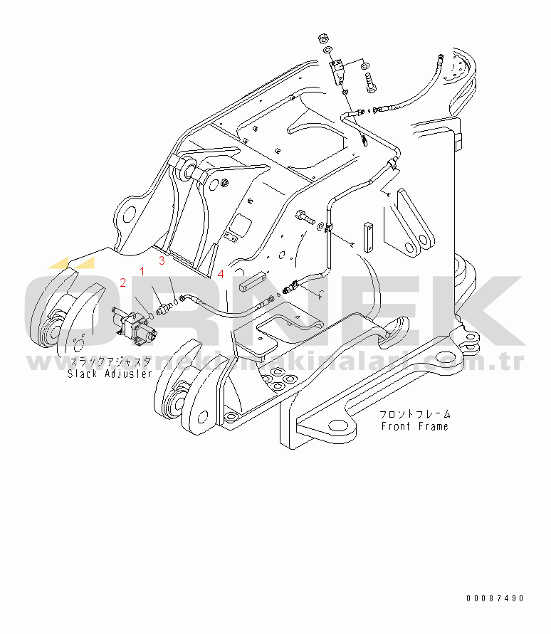 Komatsu WD600-6 S/N 55001-55003 FRONT AXLE (BRAKE PIPINNG¤ FRONT)(#55001-)