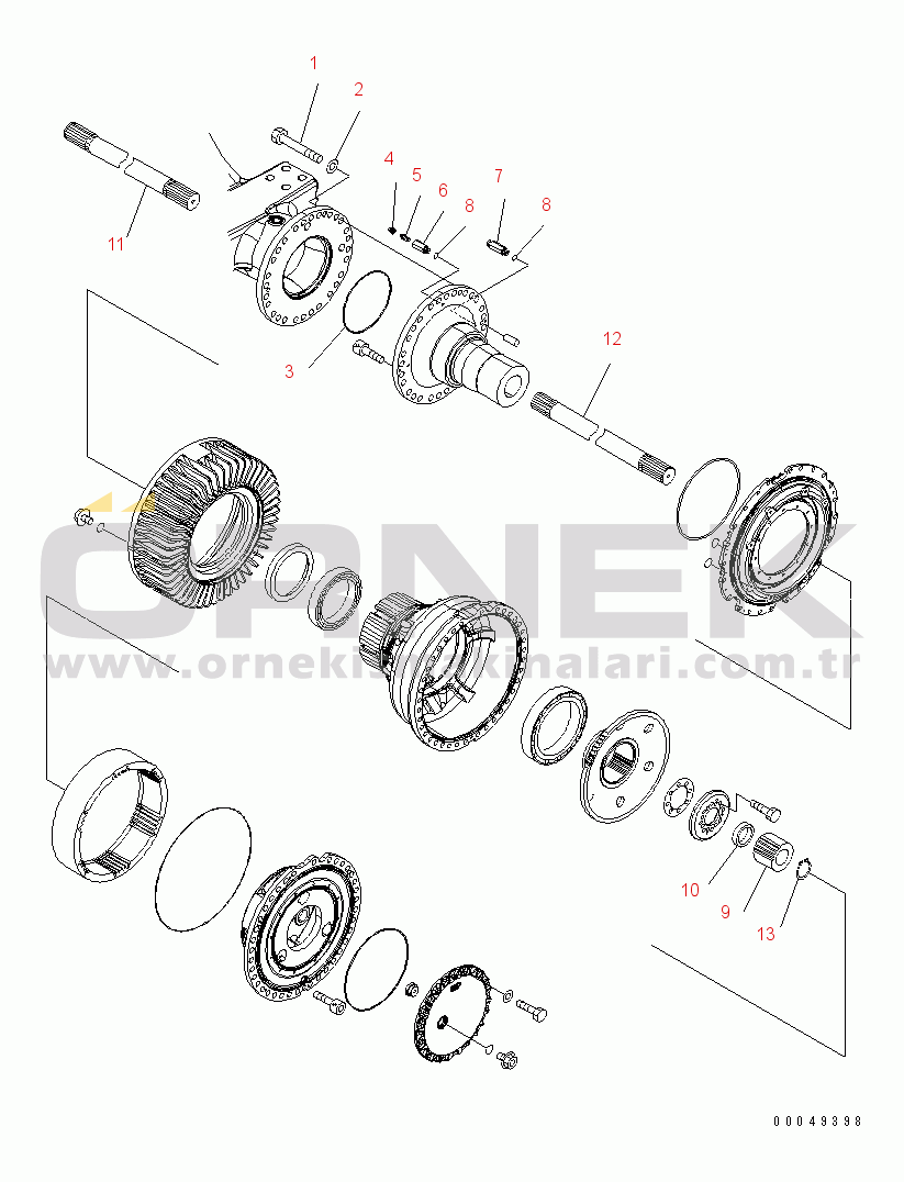 Komatsu WD600-6 S/N 55001-55003 REAR AXLE (FINAL DRIVE RERATED PART)(#55001-)