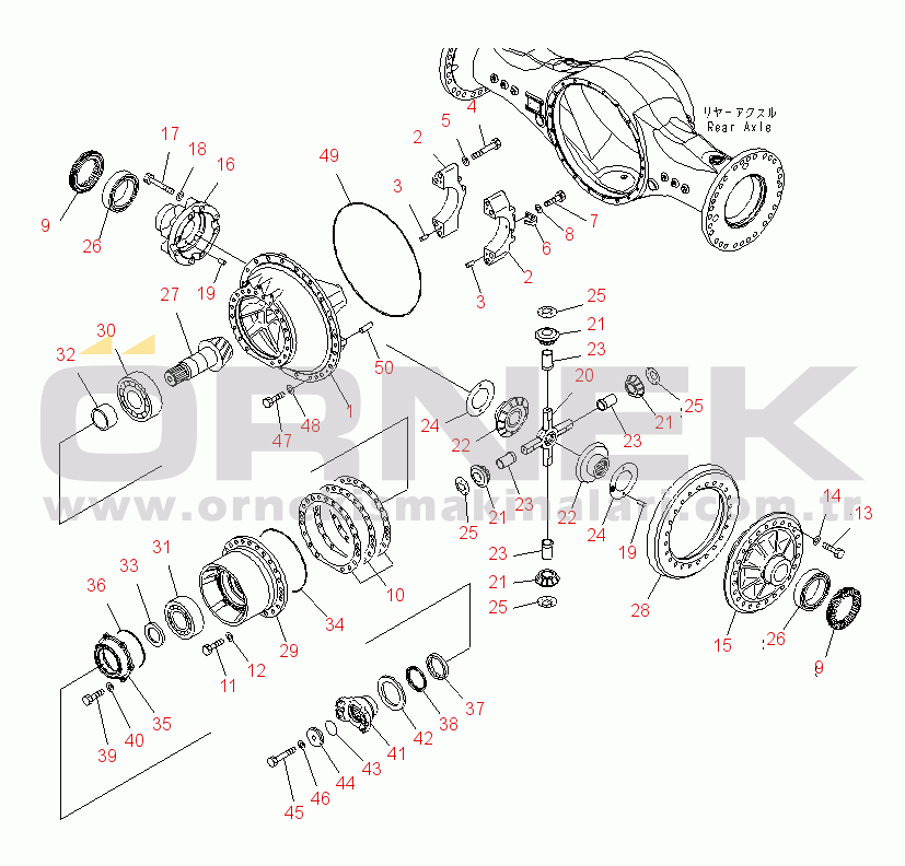 Komatsu WD600-6 S/N 55001-55003 REAR AXLE (DIFFERENTIAL AND MOUNTING PARTS)(#55001-)