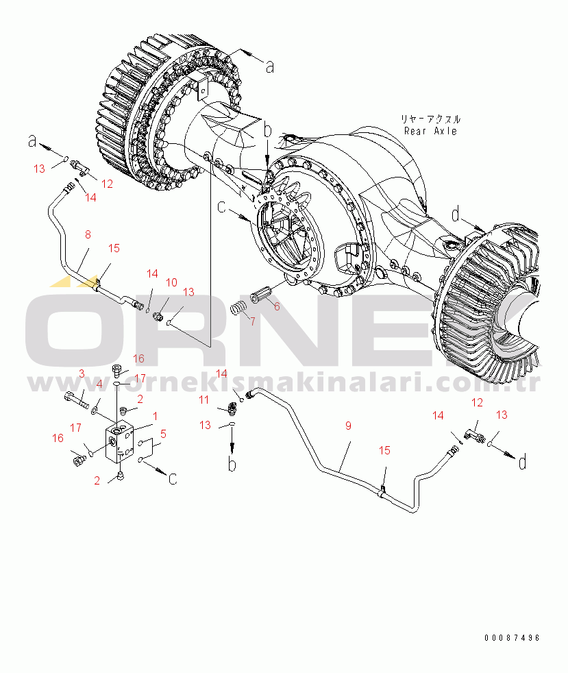 Komatsu WD600-6 S/N 55001-55003 REAR AXLE (BRAKE PIPING) (2/2) (FOR BRAKE COOLING SYSTEM)(#55001-)