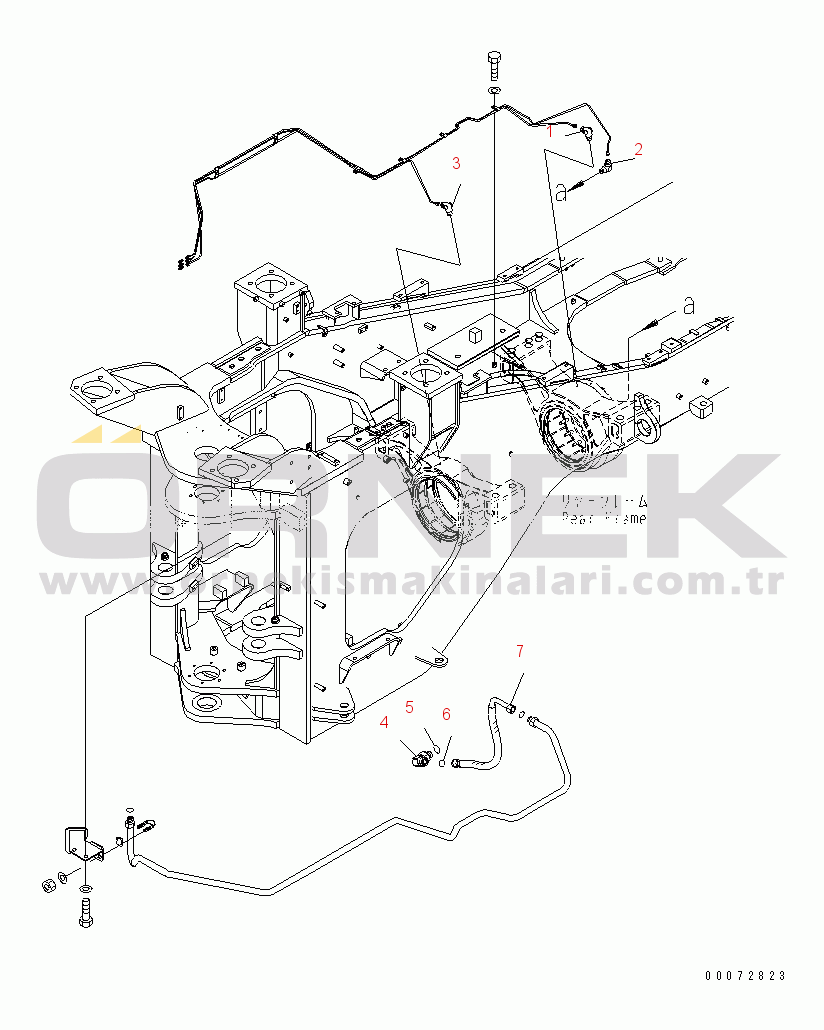 Komatsu WD600-6 S/N 55001-55003 REAR AXLE (REMOTE GREASE AND BRAKE PIPING¤ REAR)(#55001-)