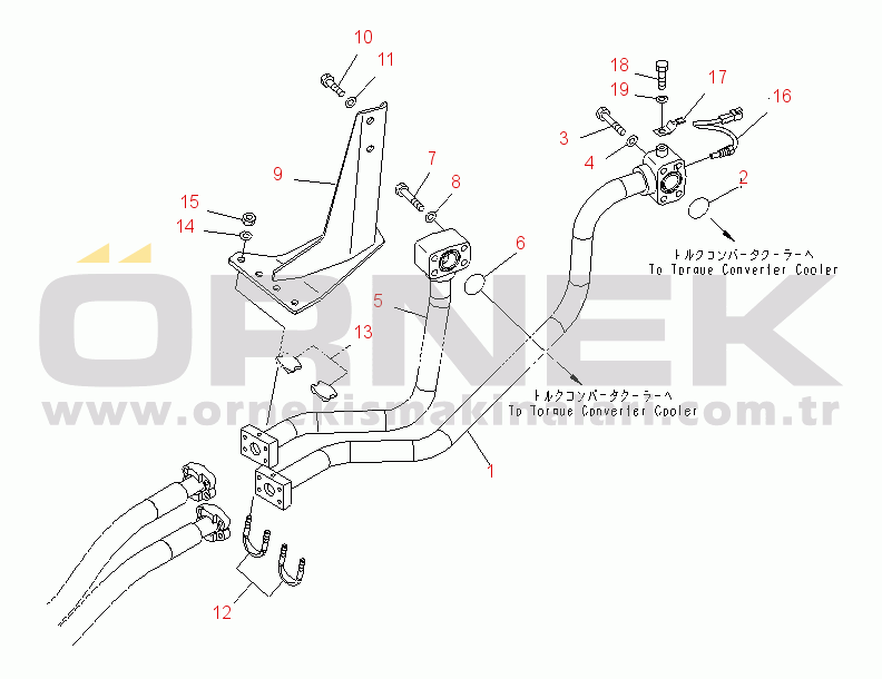 Komatsu WD600-6 S/N 55001-55003 TORQUE CONVERTER AND TRANSMISSION LINE (TORQUE CONVERTER OIL COOLER TUBE)(#55001-)
