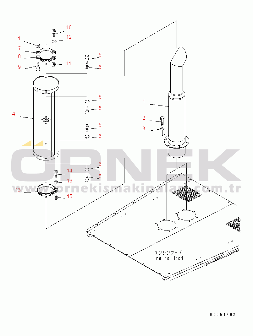 Komatsu WD900-3 S/N 50001-UP EXHAUST PIPE (RIO TINTO SPEC.)(#50049-)