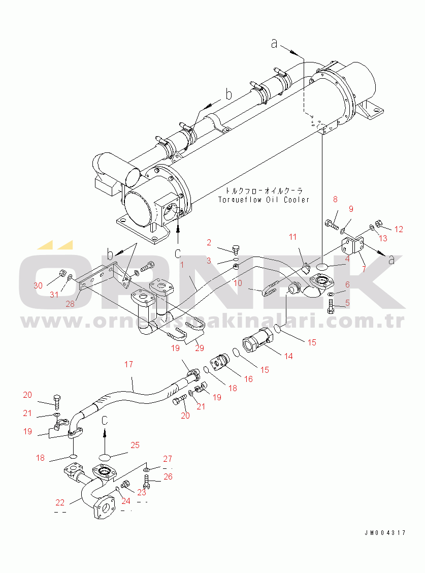 Komatsu WD900-3 S/N 50001-UP RADIATOR (OIL COOLER PIPING¤ 1/4)(#50053-)