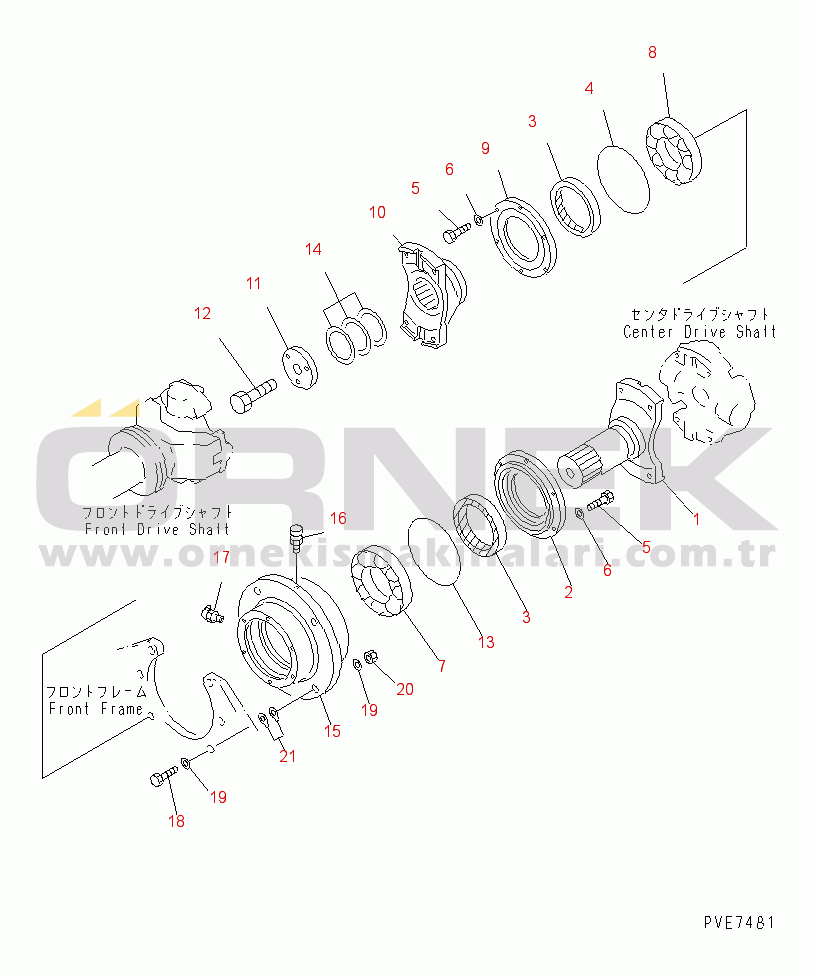 Komatsu WD900-3 S/N 50001-UP DRIVE SHAFT (CENTER SUPPORT)(#50001-50041)