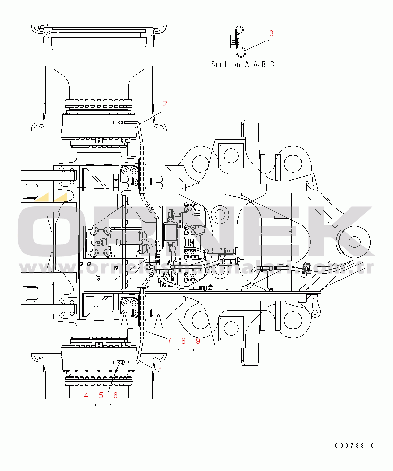 Komatsu WD900-3 S/N 50001-UP FRONT AXLE (COOLER LINE) (2/2)(#50042-)