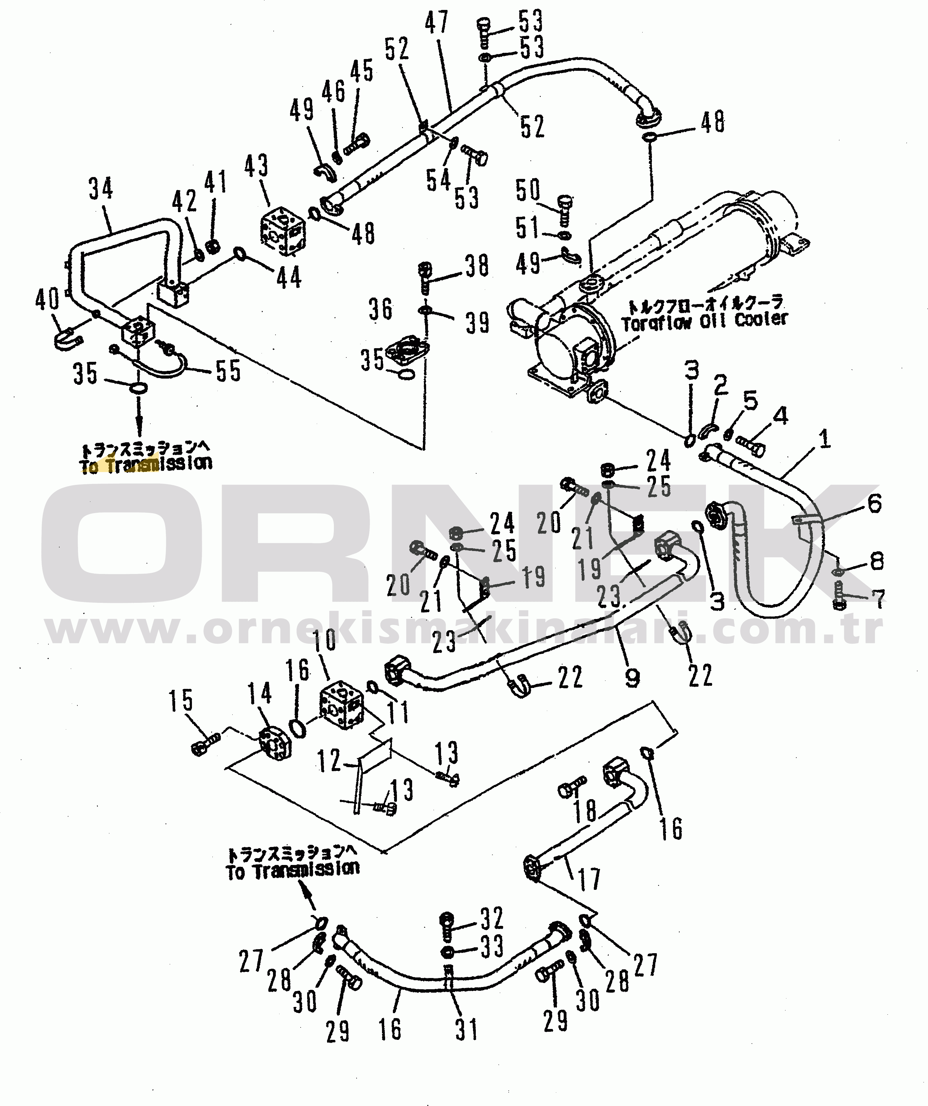 Komatsu WD900-3 S/N 50001-UP TORQUE CONVERTER AND TRANSMISSION LINE (OIL COOLER PIPING) (55ЯC SPEC.)(#50001-50006)