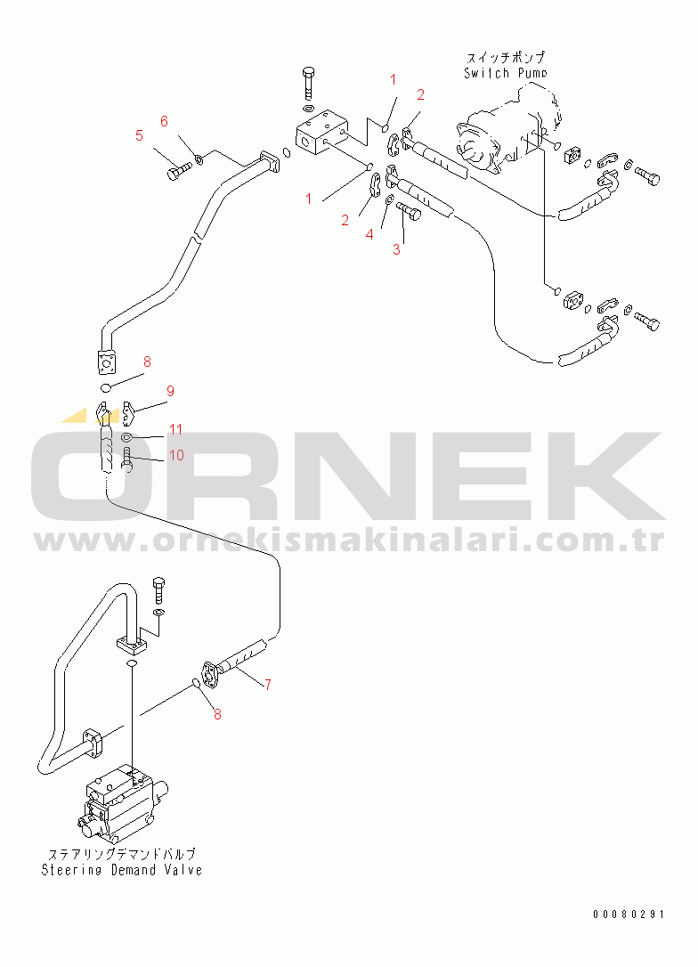 Komatsu WD900-3 S/N 50001-UP HYDRAULIC LINE (SWITCH PUMP TO DEMAND VALVE)(#50042-)
