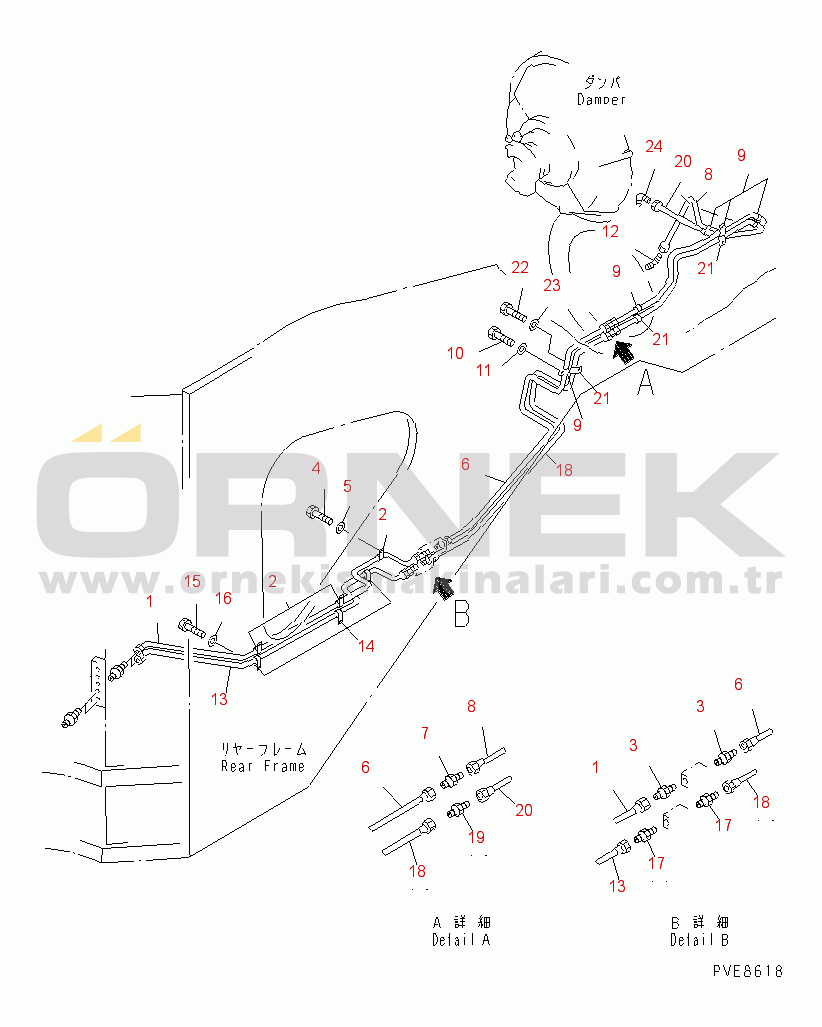 Komatsu WD900-3 S/N 50001-UP REMOTE GREASE (REAR 2/2)(#50001-50041)