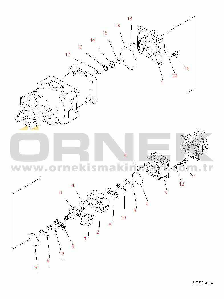 Komatsu WD900-3 S/N 50001-UP HYDRAULIC PUMP (TORQUE CONVERTER¤ TRANSMISSION¤ PPC¤ BRAKE) (3/4)